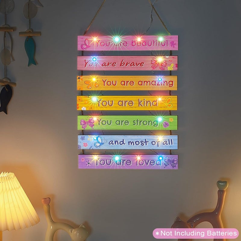 FIOBEE Girls Room Décor for Teen Girls Boys with LED Light Wall Decor for Bedroom Motivational Inspirational Wall Art Room Decoration for Kids Studyroom, 8 Kinds of Lights, Colorful Butterfly - Image 5